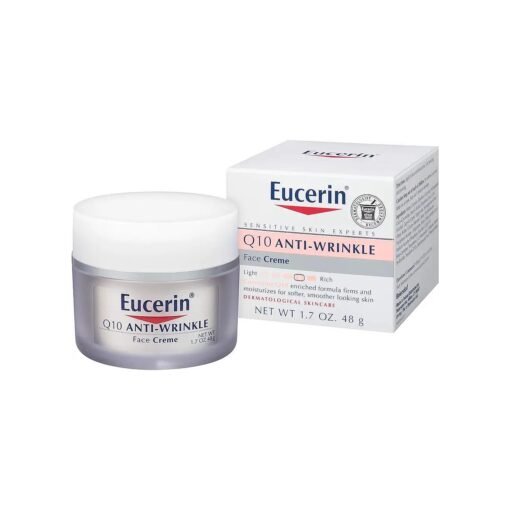 Eucerin Q10 Anti-Wrinkle Face Cream, Unscented Face Cream for Sensitive Skin, 1.7 Oz Jar