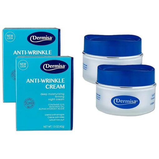 Dermisa Anti-Wrinkle Cream | Contains Alpha Hydroxy Acids, Coenzyme Q10, Avocado Oil | 1.5 OZ | Pack of 2