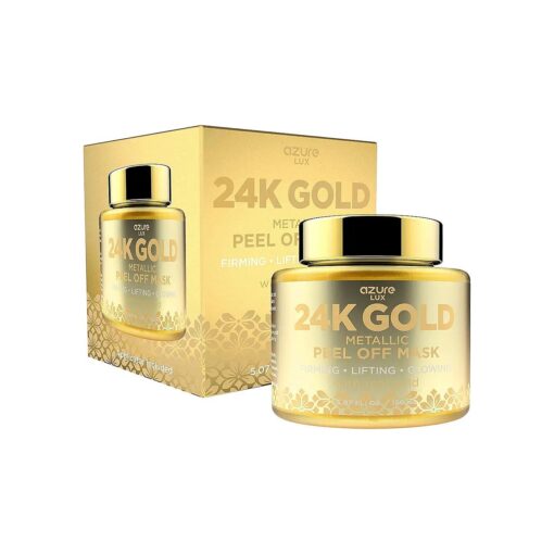 AZURE 24K Gold Metallic Sparkling Peel Off Face Mask - Lifting, Illuminating & Revitalizing | Removes Blackheads, Dirt & Oils | Reduces Wrinkles & Fine Lines | Made in Korea - 150 mL / 5.07 Fl Oz