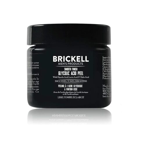 Brickell Men 's Smooth Finish Glycolic Acid Peel For Men, Natural and Organic, Anti-Aging Peel for Wrinkles, 2 Ounce, Scented