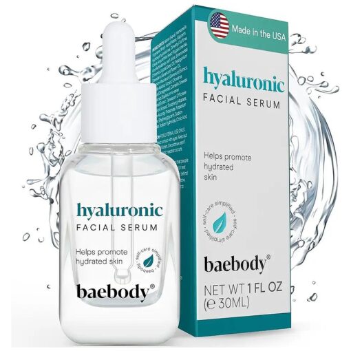 Baebody Critically Acclaimed Hyaluronic Acid Serum for Face, Anti Aging Hyaluronic Acid Face Serum with Vit E & Jojoba Oil, Plumping & Hydrating Serum, 1 Oz