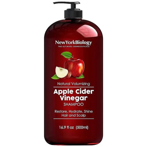 New York Biology Apple Cider Vinegar Shampoo - Helps Restore Shine, Hair Gloss and Hydration to Dry Hair and Itchy Scalp - Clarifying and Nourishing - Safe for All Hair Types - 16.9 fl Oz