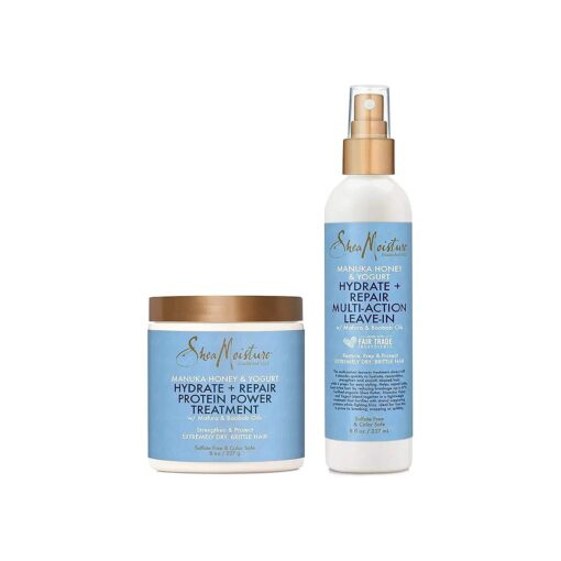 SheaMoisture Leave-In Conditioner Spray + Hair Mask Set - Manuka Honey & Yogurt Hydrating Repair Treatment for Dry, Damaged Hair, Anti-Frizz Hair Products, Scented, 8 Oz Ea ( 2 Piece Set )