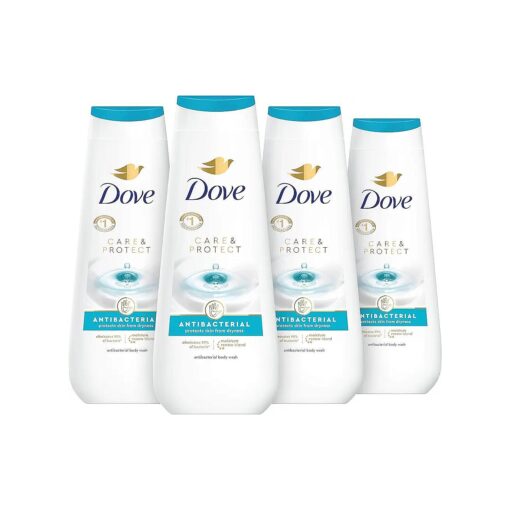 Dove Body Wash Care & Protect Antibacterial 4 Count For All Skin Types Protects from Dryness 20 Fl oz ( Pack of 4 ) ( Packaging may vary )