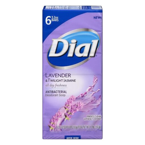 Dial Antibacterial Deodorant Bar Soap, Lavender & Twilight Jasmine, 6 Bars - 3.2 Oz Each