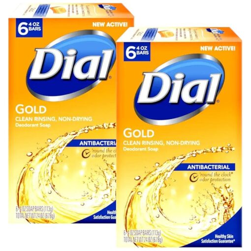 Dial Antibacterial Soap Bar, Gold, 6 Count ( Pack of 2 )