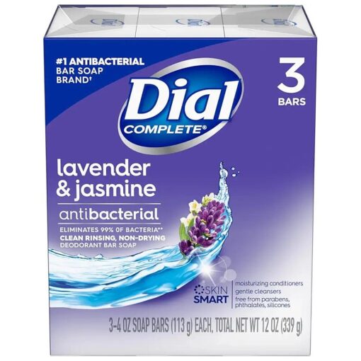 Dial Lavender & Jasmine Antibacterial Deodorant Soap, 4 oz, Bars - 24 Count