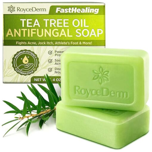 Roycederm Antifungal Antibacterial Tea Tree Soap : Antifungal Antibacterial Treatment for Face & Body Acne, Athlete 's Foot, Tinea, Folliculitis Ringworm Jock Itch