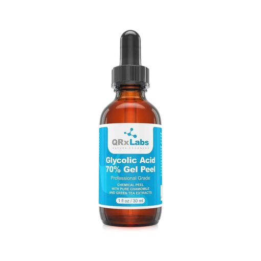 Glycolic Acid 70 % Gel Peel with Chamomile and Green Tea Extracts - Professional Grade Chemical Face Peel for Acne Blemishes, Collagen Boost, Wrinkles, Fine Lines - 1 Bottle of 1 fl oz