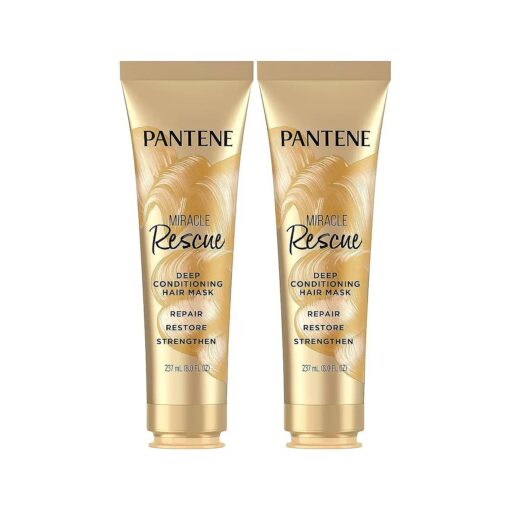 Pantene Hair Mask, Miracle Rescue Deep Conditioning Treatment, Hydrate Dry Hair, Pack of 2, 8 Oz Each