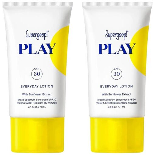 PLAY Everyday SPF 30 Lotion - 2.4 oz, Pack of 2 - Broad Spectrum Body & Face Sunscreen for Sensitive Skin - Water & Sweat Resistant - Great for Active Days