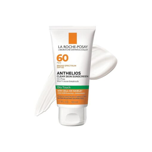 Anthelios Clear Skin Sunscreen Dry Touch SPF 60 | Oil Free Sunscreen For Face | Oil Absorbing | Broad Spectrum SPF + Antioxidants | Non-Greasy | Oxybenzone Free | Travel Size Sunscreen