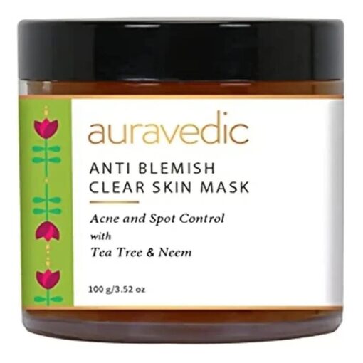 Clear Skin Mask for Acne & Spots | Controls Excess Oil & Cleanses Pores with Tea Tree & Neem | Unisex Face Pack for Acne-Prone Skin | 3.53 Oz ( 100g )