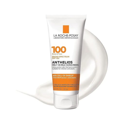 Anthelios Melt-In Milk Sunscreen SPF 100 | Sunscreen For Body & Face | Broad Spectrum SPF + Antioxidants | Oil Free Sunscreen Lotion | For Sun Sensitive Skin | Oxybenzone Free