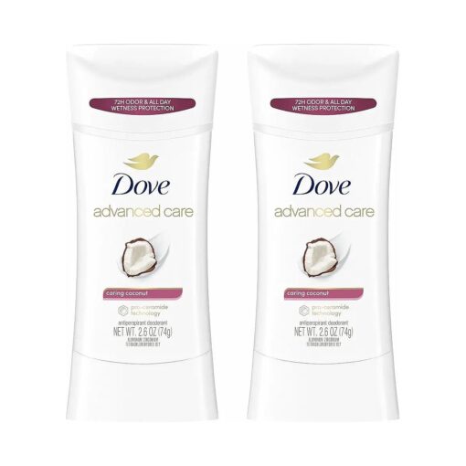 Dove Advanced Care Antiperspirant Deodorant Stick Caring Coconut Twin Pack for helping your skin barrier repair after shaving 2.6 oz