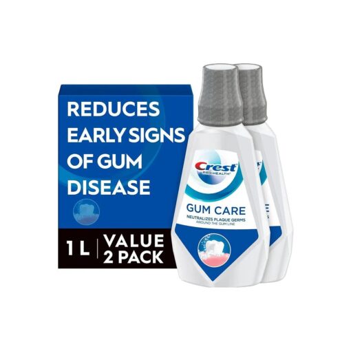 Crest Gum Care Mouthwash, Cool Wintergreen, CPC ( cetylpyridinium Chloride ) Antigingivitis/Antiplaque Oral Rinse 1L ( 33.8 fl oz ), Pack of 2