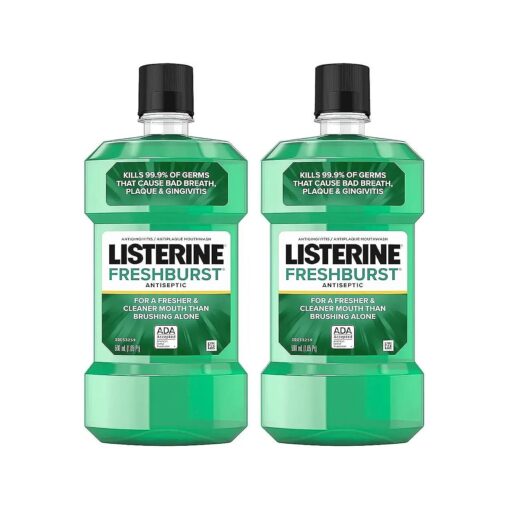 Listerine Freshburst Antiseptic Mouthwash with Germ-Killing Oral Care Formula to Fight Bad Breath, Plaque and Gingivitis, 500 mL ( Pack of 2 )