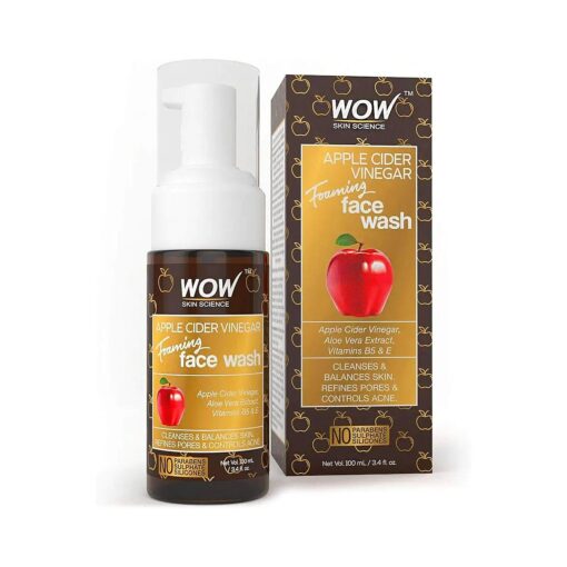 WOW Apple Cider Vinegar Foaming Face Wash - For Dry & Oily Skin - Cleanse, Heal, Hydrate For Soft, Clear, Smooth Skin - Remove Dirt & Oil, Reduce Breakouts - For Men & Women Facial Care - 100 mL