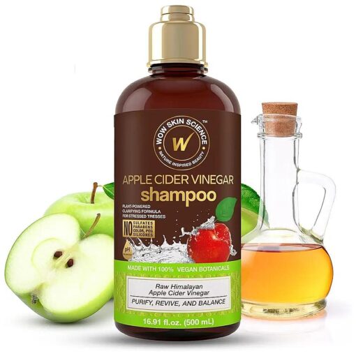 WOW Skin Science Apple Cider Vinegar Shampoo - Hair Growth Shampoo For Thinning Hair, Hair Loss & Dandruff Shampoo - Parabens & Sulfate Free Shampoo ( Brown, 16.9 Fl Oz ( Pack Of 1 ) )