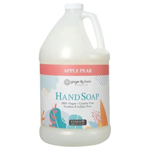 Ginger Lily Farms Botanicals All-Purpose Liquid Hand Soap Refill, 100 % Vegan & Cruelty-Free, Apple Pear Scent, 1 Gallon ( 128 fl, oz, )