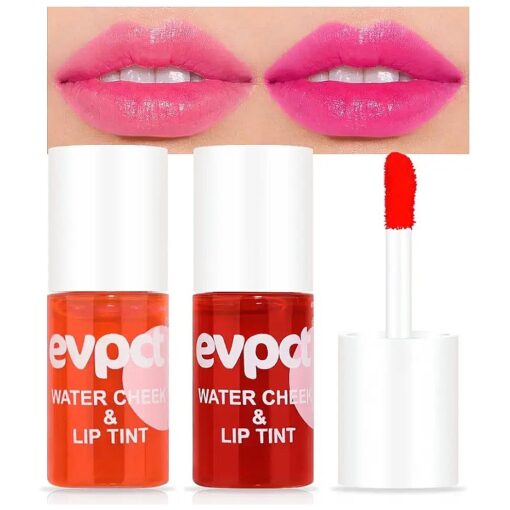 evpct 2Pcs Apple Strawberry Korean Water Pink Red Lip Tint Lip Inks Stain Set for Lips Cheeks Long Wear tintas de labios tinte para labios tinta de labios de larga duracion duracion