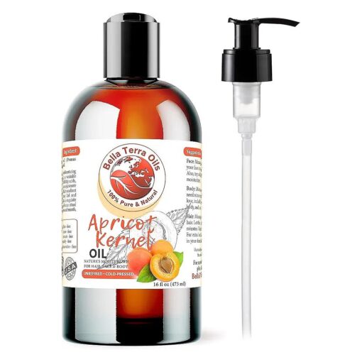 Bella Terra Oils Apricot Kernel Oil - 16 oz, Lightweight, Nourishing, Silky Finish, Hair & Skin Radiance