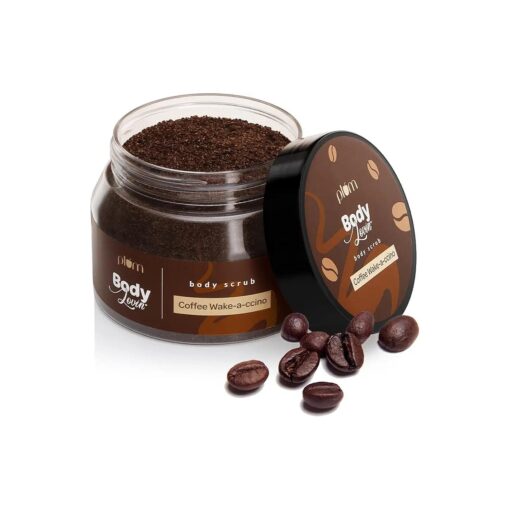 Plum Coffee Exfoliating Body Scrub, Arabica Coffee & Brazil Nut Oil For Tan Removal Body Scrub, 3.7 Oz