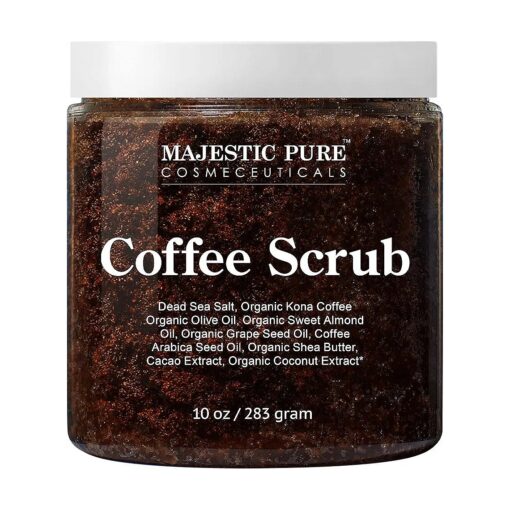 Arabica Coffee Scrub with Dead Sea Salt | All Natural Exfoliating Body Scrub for Skin Care, Stretch Marks, Acne, Cellulite | Body Scrub Exfoliator Reduce the Spider Veins, Eczema | 10 Oz