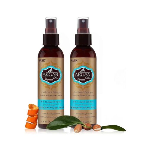 HASK Repairing ARGAN OIL 5-in-1 Leave In Conditioner Spray for all hair types, color safe, gluten free, sulfate free, paraben free - 2 PIECE SET