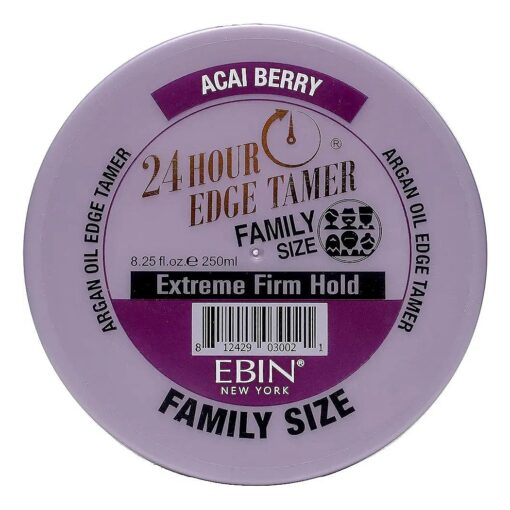 24 Hour Argan Oil Edge Tamer Refresh ( 8.25oz/ 250ml, Acai Berry ) | Extreme Firm Hold, Smooths & Tames Frizz | No Flaking or Drying | High Shine, Long Lasting, All Hair Types, Styling Gel .