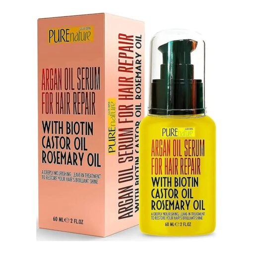 Moroccan Argan Oil Hair Serum - Rescue Frizzy and Damaged Locks - With Heat Protectant and Straightening Properties - Hydrating Anti Frizz Products For Curly and Straight Hair with Split Ends