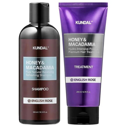 KUNDAL English Rose Sulfate Free Shampoo and Conditioner Set with Argan Oil - Moisturizing Nourishing for Dry Damaged hair, Ideal for Dry Hair, and Refreshing English Rose Scent 300ml/200ml