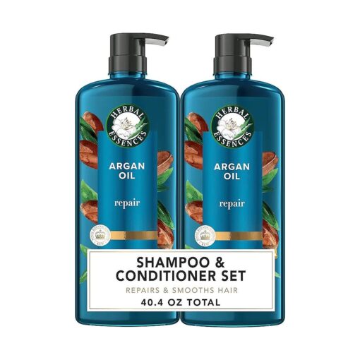 Herbal Essences Argan Oil of Morocco Shampoo & Conditioner Set, Repair & Smooth, Kew Endorsed, Fizzy Citrus Scent, Paraben-Free, Safe for Color-Treated Hair, pH-Balanced, 20.2 Fl Oz Each, 2 Pack