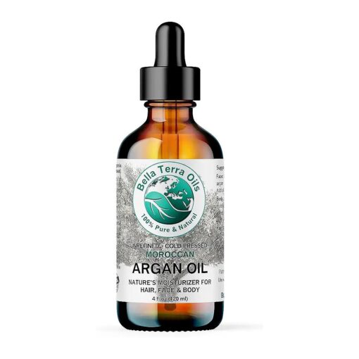 Bella Terra Oils - Argan Oil 4 oz - Embrace Silky Hair with Argan Oil for Hair, Harvested Pure, Enriched with Natural Antioxidants & Essential Minerals