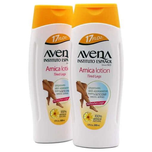 Avena Instituto Espanol Arnica Lotion Tired Legs, Improves Skin Appearance, Even Varicose Veins Areas, Refreshes Legs, 2-Pack of 17 FL Oz each, 2 Bottles