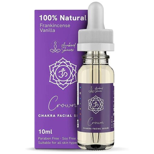 Crown Chakra Facial Serum Essential Oils Blend, Natural & Organic Moisturizing Serum for Face with Sunflower, Argan, Apricot, Frankincense, Vanilla Oils for Spiritual Journey, Peace, Deeper Connection