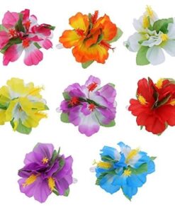 8pcs Hawaiian Hibiscus Flower Hair Clips Hairclips for Hawaiian Tropical Beach Costume Party Decoration Supplies - Colorful