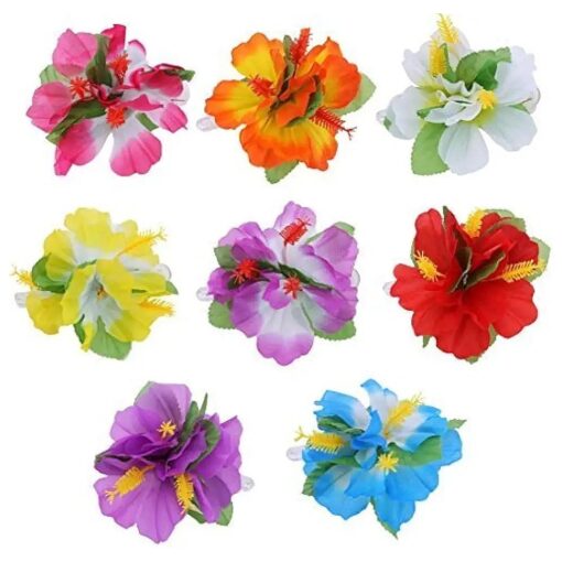 8pcs Hawaiian Hibiscus Flower Hair Clips Hairclips for Hawaiian Tropical Beach Costume Party Decoration Supplies - Colorful