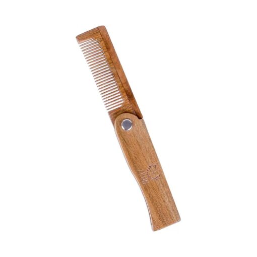 ZEUS Organic Sandalwood Folding Beard Comb, Best Handmade Foldable Beard/Mustache Comb F31, Vegan-Friendly, Anti-Static