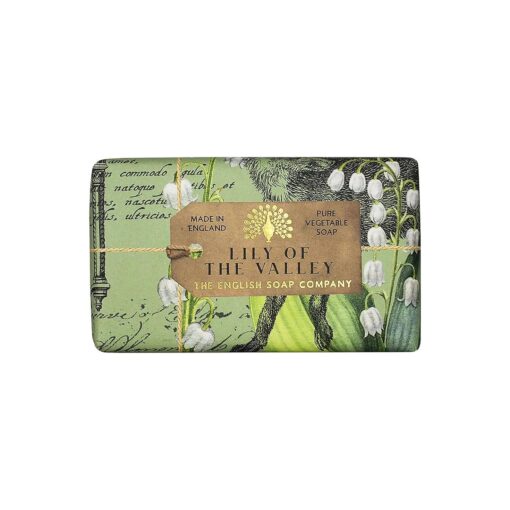 The English Soap Company Anniversary Wrapped Soap Bar, Luxury Lily Shea Butter Soap Bar, Moisturising Soap Bar for Face and Body, Lily of the Valley Scent 190g