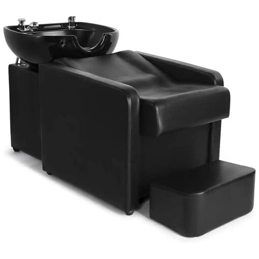 Artist hand 70" Shampoo Bowl Barber Backwash Chair with Ceramic Shampoo Bowl Sink Chair with Foot Pedal, Headrest for Spa Beauty Salon Equipment