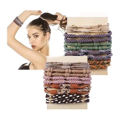 Hair Ties for Women Girls, 20 Pcs Boho Dual-Use Bracelets and Hair Tie for Thick Hair/Pony Tails, No Damage No Crease Elastics Hair Rubber Bands Ponytail Holders ( Cute )