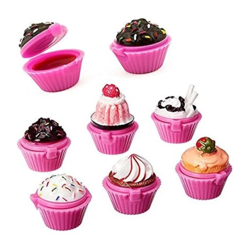 Adorox 12pc Scented Novelty Cupcake Lip Gloss Lip Balm Makeup Girls Birthday Party Favors