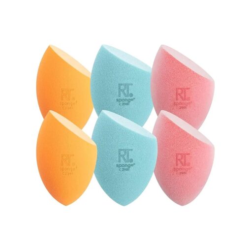 Real Techniques Assorted Makeup Blending Sponges, Miracle Complexion, Miracle Powder, & Miracle Airblend Sponges, For Blending & Baking, Use With Foundation & Powder, Dewy or Matte Finish, 6 Pack