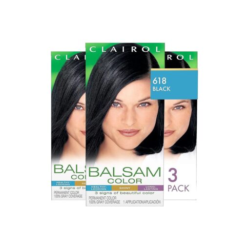 Balsam Permanent Hair Dye, 618 Black Hair Color, Pack of 3