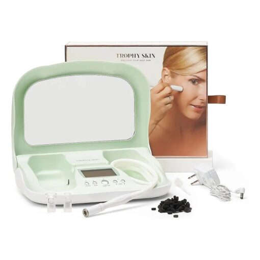 Trophy Skin MicrodermMD - At Home Microdermabrasion Kit - Anti Aging and Acne Treatment - Contains Real Diamond and Pore Extractor Tips to Rejuvenate Skin and Reduce Acne Scars - Mint