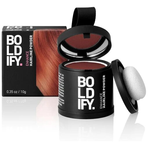 BOLDIFY Hairline Powder - LARGER 10g Bottle - Root Touch Up Powder - Instantly Conceals Hair Loss - Hair Toppers for Women & Men, Hair Powder for Thinning, Stain-Proof 48 Hour Formula ( Auburn )