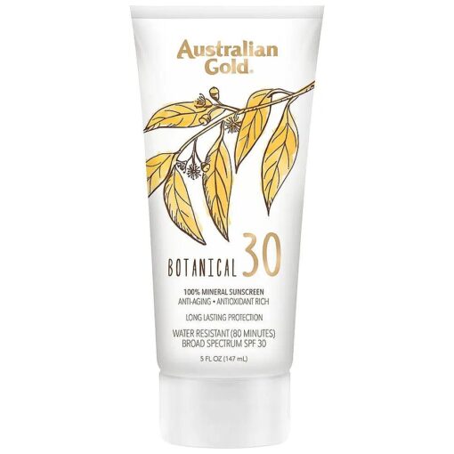 Australian Gold Botanical SPF 30 Mineral Sunscreen Lotion, Non-Chemical Sunblock with Titanium Dioxide & Zinc Oxide, Native-Australian Ingredients, Water-Resistant, Citrus Oasis Fragrance, 5 Oz