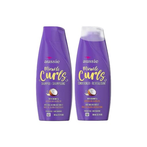 Aussie Miracle Curls Shampoo and Conditioner Set with coconut & australian jojoba oil-12.1 fl oz each