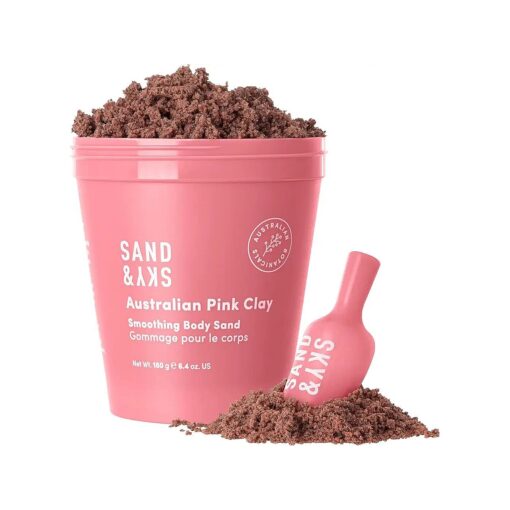 Sand & Sky Australian Pink Clay Smoothing Body Sand, Organic Exfoliating Body Scrub